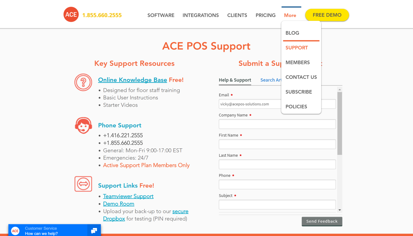 ACE POS Tech Support Page – Bookmark Today!