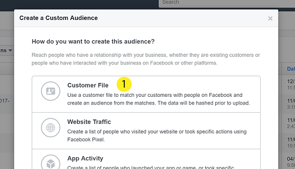 Customer file in custom audience creator