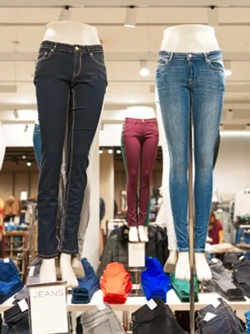 Lower-half mannequins showcasing women's jeans