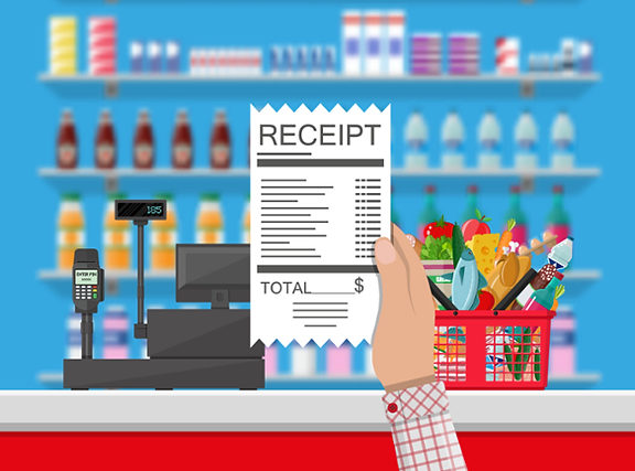 Vector art of a hand looking at a receipt