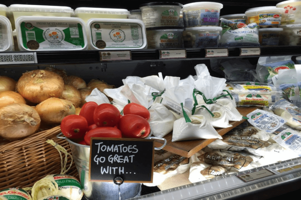 Tomatoes go great with sign