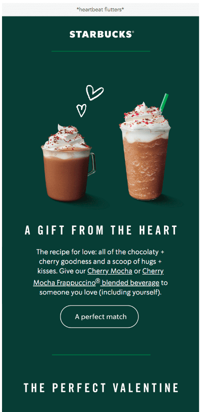 Starbucks' Valentine's Day email campaign